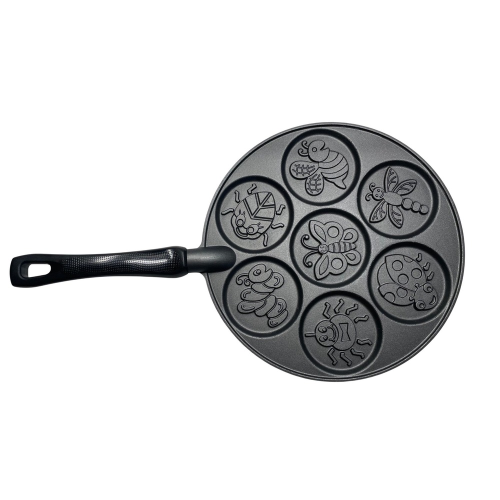 Nordic Ware Cast Aluminum Non-Stick 7 Cavity Griddle USA Bugs, Bumblebee Ladybug